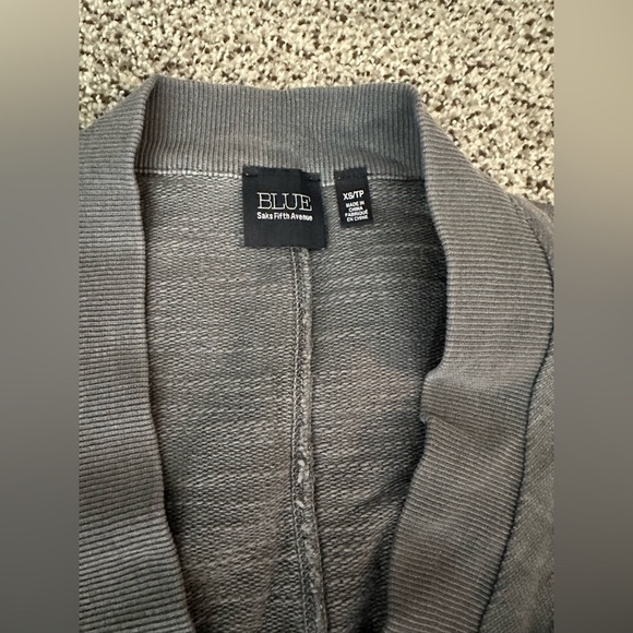 BLUE SAKS FIFTH AVE XS BLUE KNIT ZIP UP TUNIC TOP JACKET - Picture 4 of 11